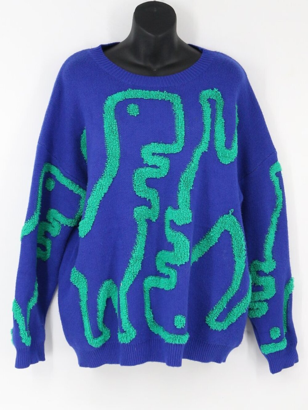 KNIT CO-OP Awesome Dinosaur Embroidery Sweater Size XS Tuffed Blue Green